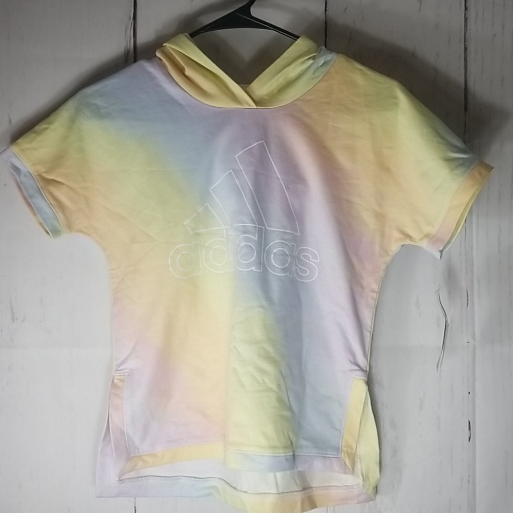 Adidas hooded short sleeve shirt Girls Size Large